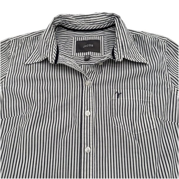Jacob, dress shirt women's, XL, Black &white Striped button up high collar darts - Picture 9 of 16